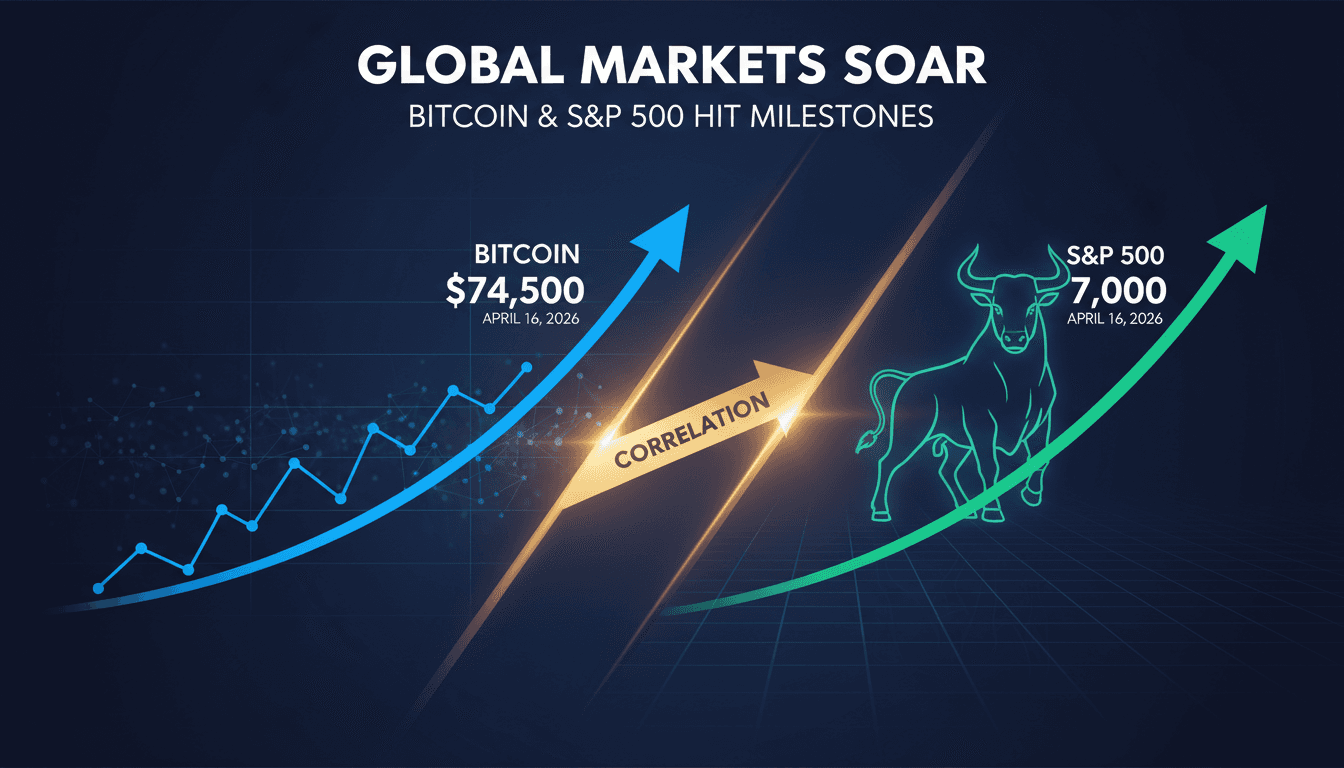 Bitcoin Approaches $74,500 as S&P 500 Hits Historic 7,000 Points