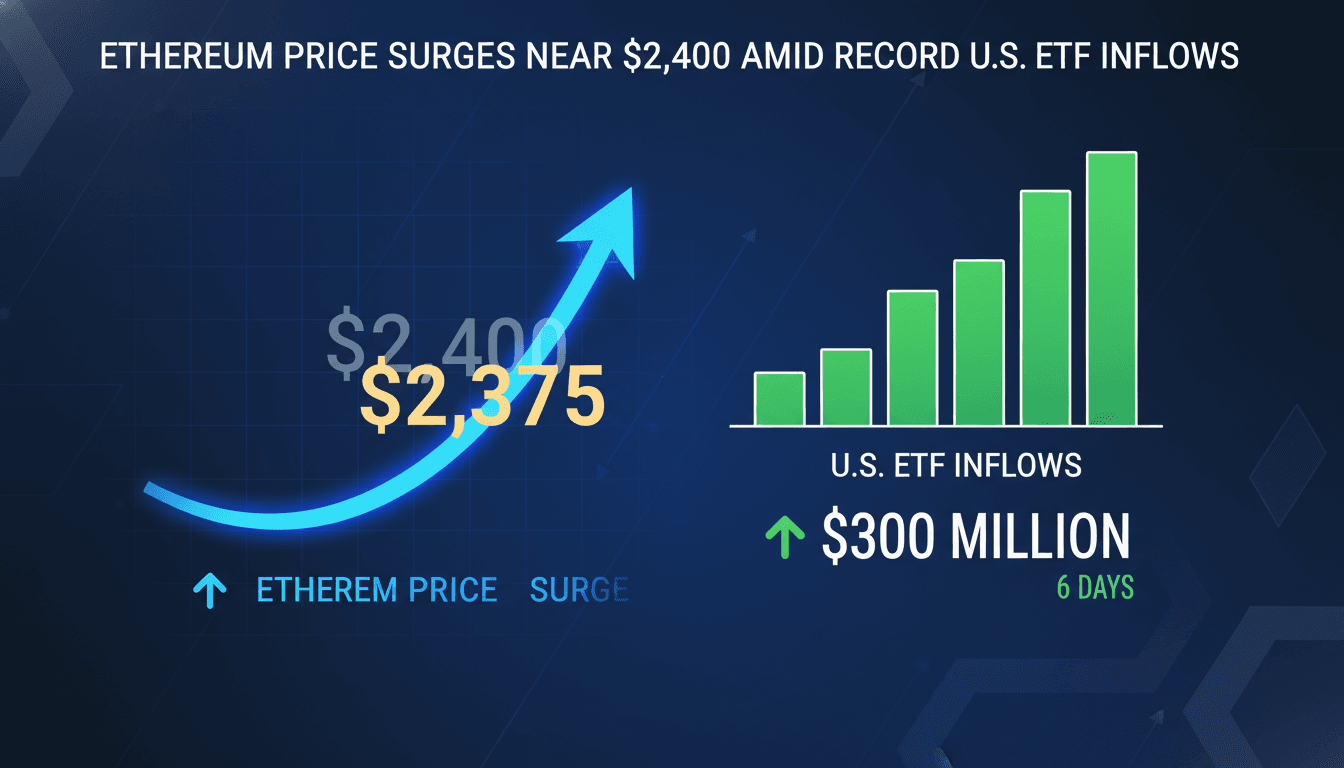 Ethereum Price Surges Near $2,400 Amid Record U.S. ETF Inflows