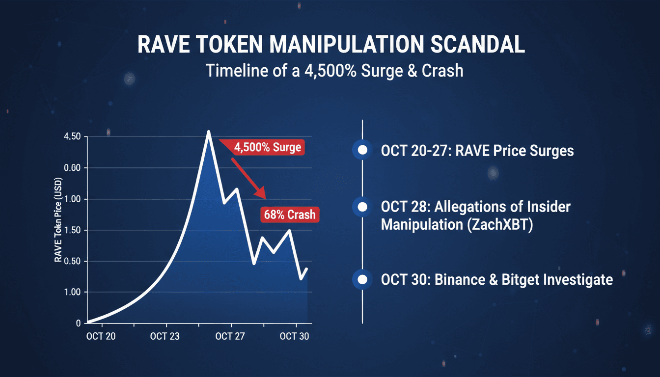 Binance and Bitget Investigate Alleged Insider Manipulation of RaveDAO Token Following 4,500% Surge