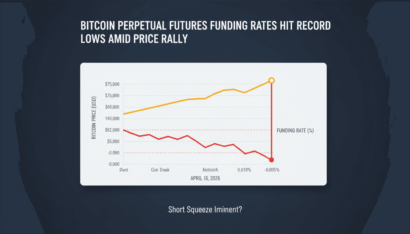 Bitcoin perpetual futures funding rates hit record lows amid price rally