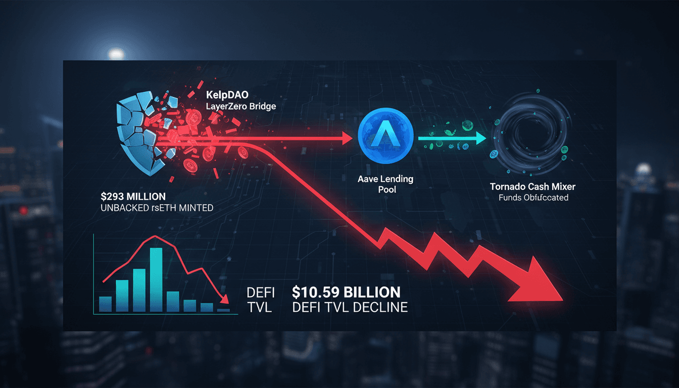 KelpDAO LayerZero Bridge Exploit Results in $293 Million Loss and $10.59 Billion DeFi TVL Decline