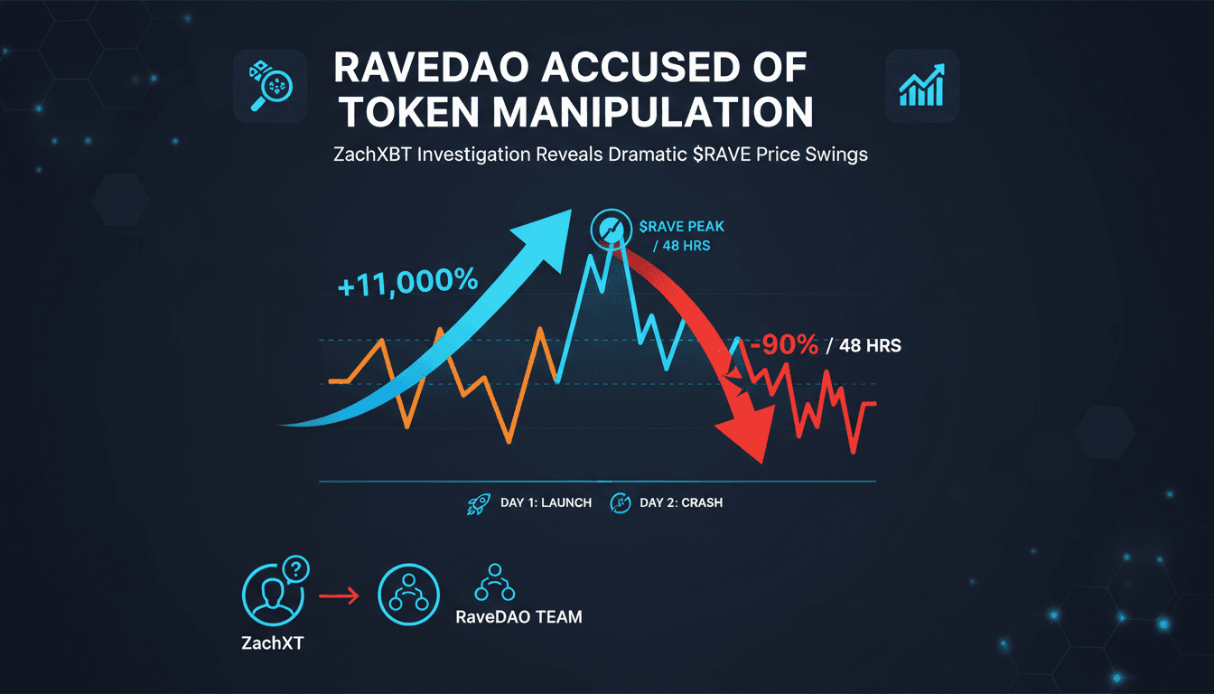 ZachXBT accuses RaveDAO of complicity in $RAVE token price manipulation amid dramatic market fluctuations
