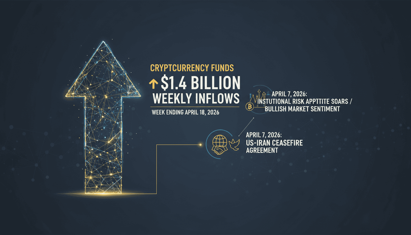 Cryptocurrency Funds See $1.4 Billion in Weekly Inflows Following US-Iran Ceasefire