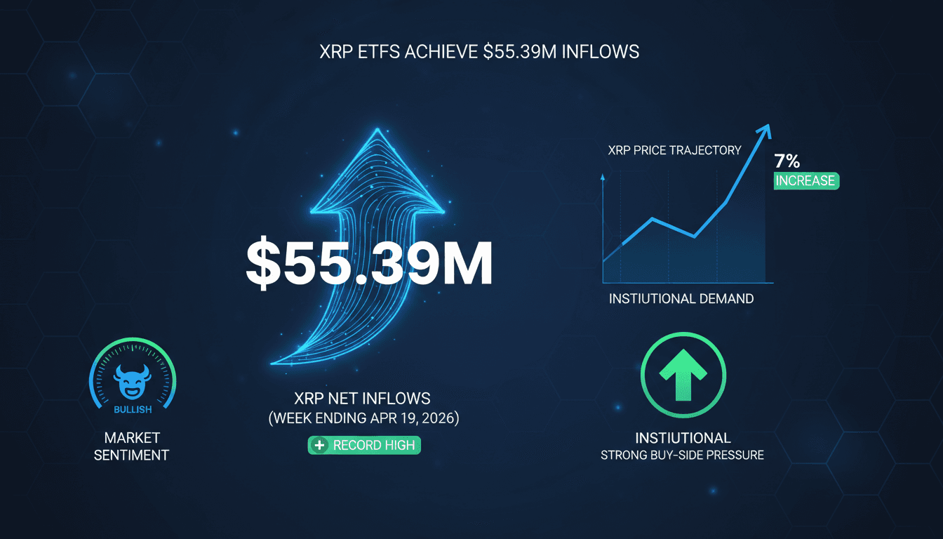 XRP ETFs Achieve Record $55.39 Million Net Inflows Amid Institutional Demand