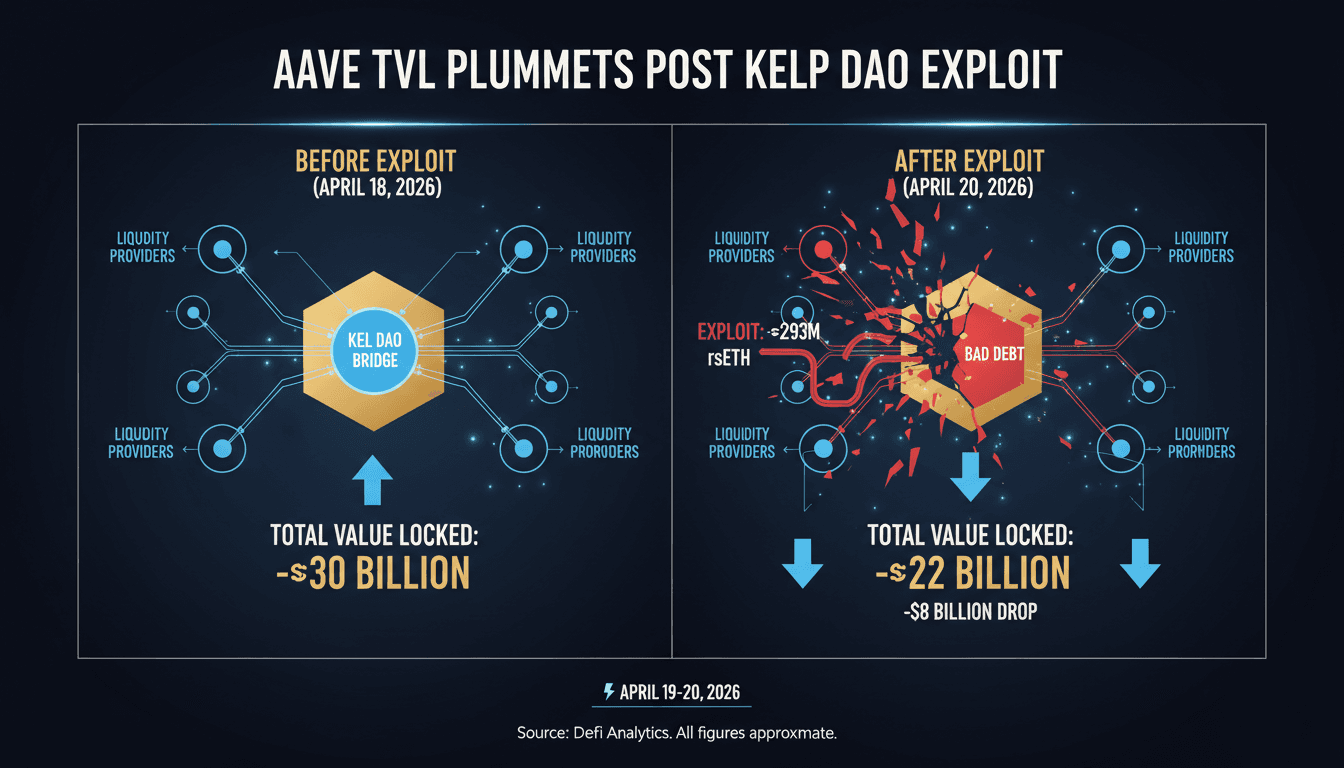 Aave's Total Value Locked Drops by Nearly $8 Billion After Kelp DAO Exploit