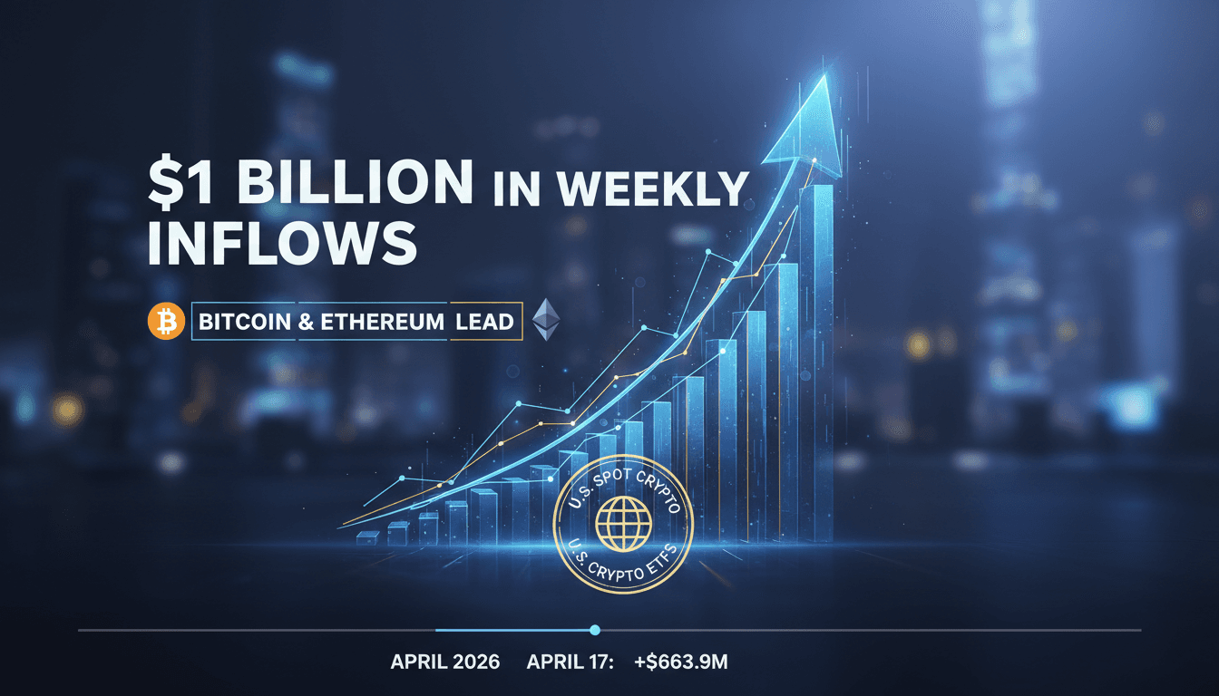 U.S. Spot Cryptocurrency ETFs See Nearly $1 Billion in Weekly Inflows Led by Bitcoin and Ethereum