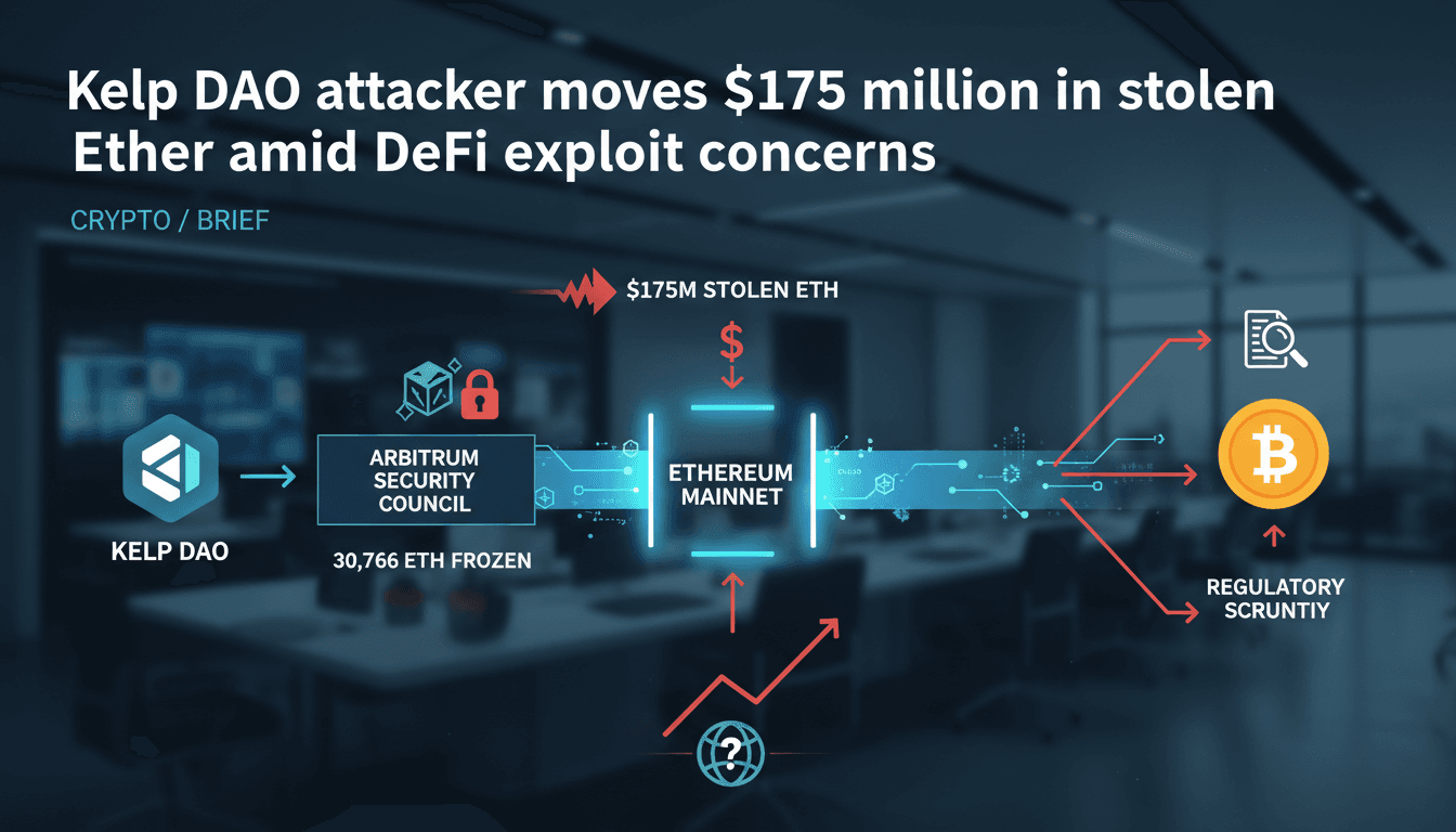 Kelp DAO attacker moves $175 million in stolen Ether amid DeFi exploit concerns