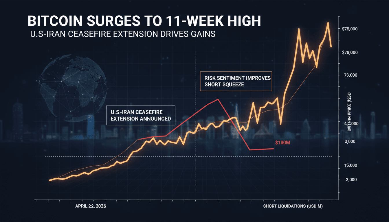Bitcoin Surges to 11-Week High Following U.S.-Iran Ceasefire Extension