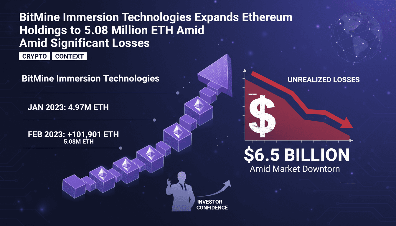 BitMine Immersion Technologies Expands Ethereum Holdings to 5.08 Million ETH Amid Significant Losses