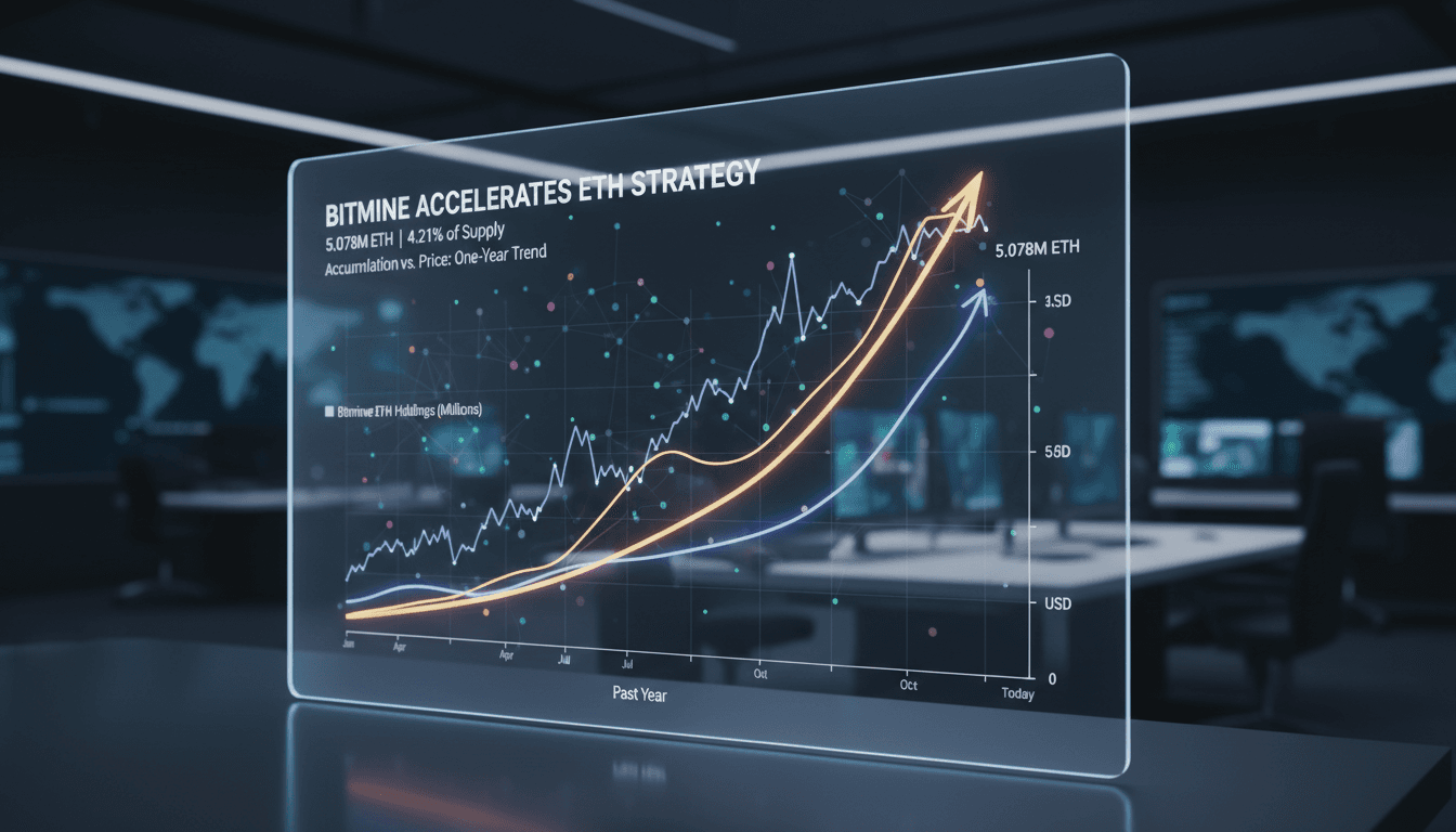 Bitmine Immersion Technologies reaches 5.078 million ETH holdings representing 4.21% of total supply