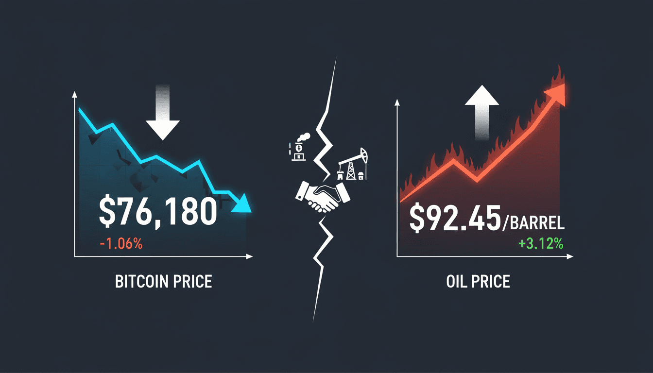 Bitcoin Falls Below $77,000 as Oil Prices Surge Following US-Iran Negotiation Breakdown and UAE's OPEC Exit