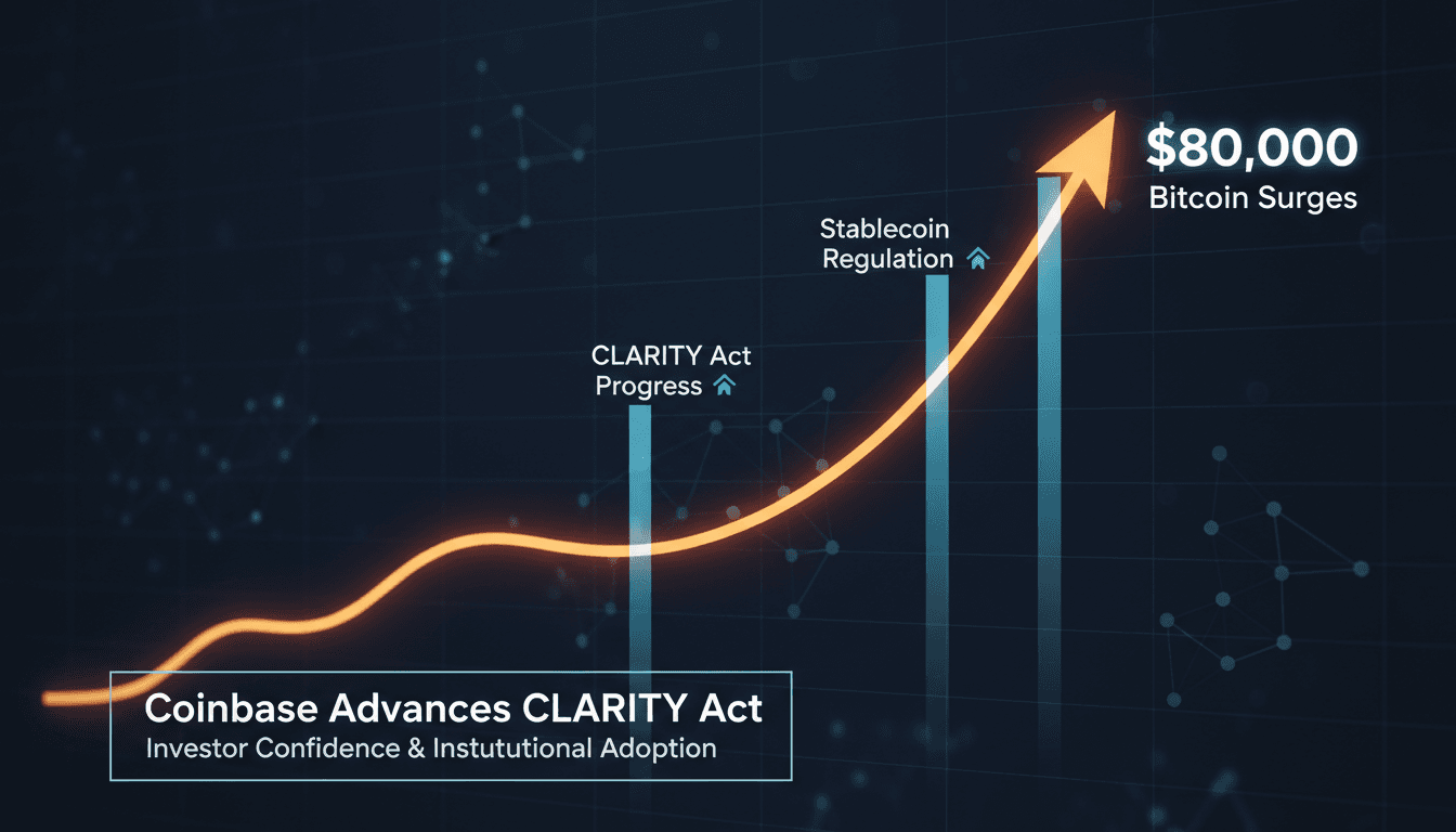 Coinbase Advances CLARITY Act as Bitcoin Surges to $80,000