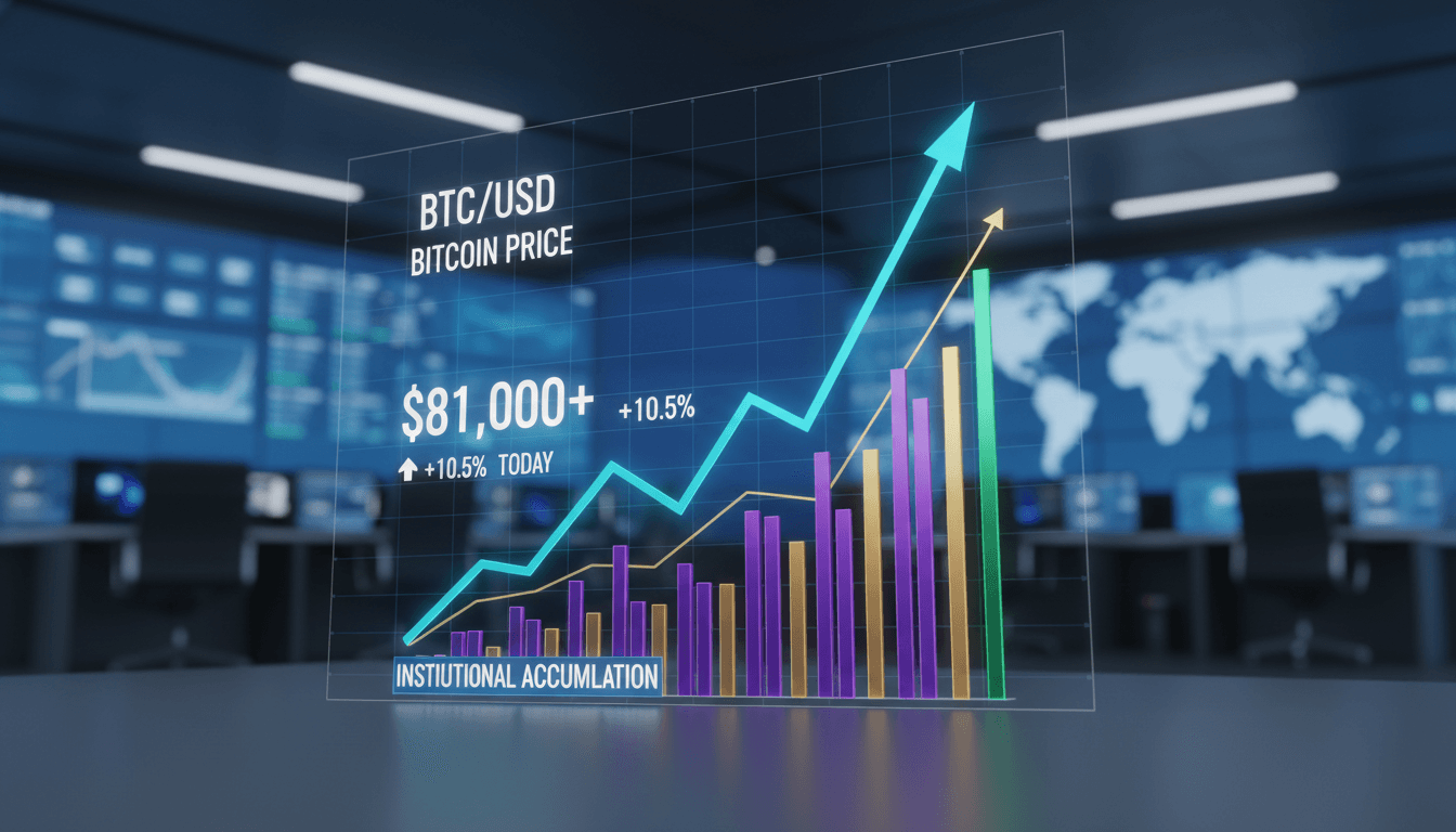 Bitcoin price chart showing recent surge past $81,000