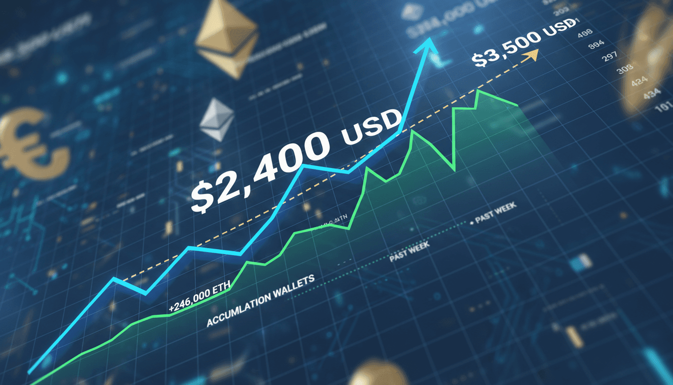 Ethereum price chart showing recent surge above $2,400