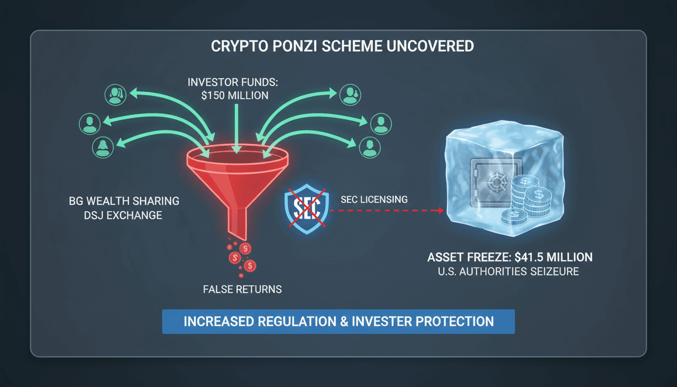 U.S. authorities uncover $150 million crypto Ponzi scheme involving BG Wealth Sharing and DSJ Exchange