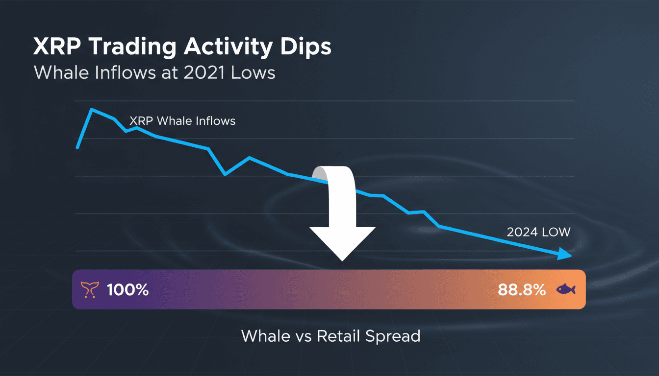 XRP Faces Declining Trading Activity and Whale Inflows at 2021 Lows