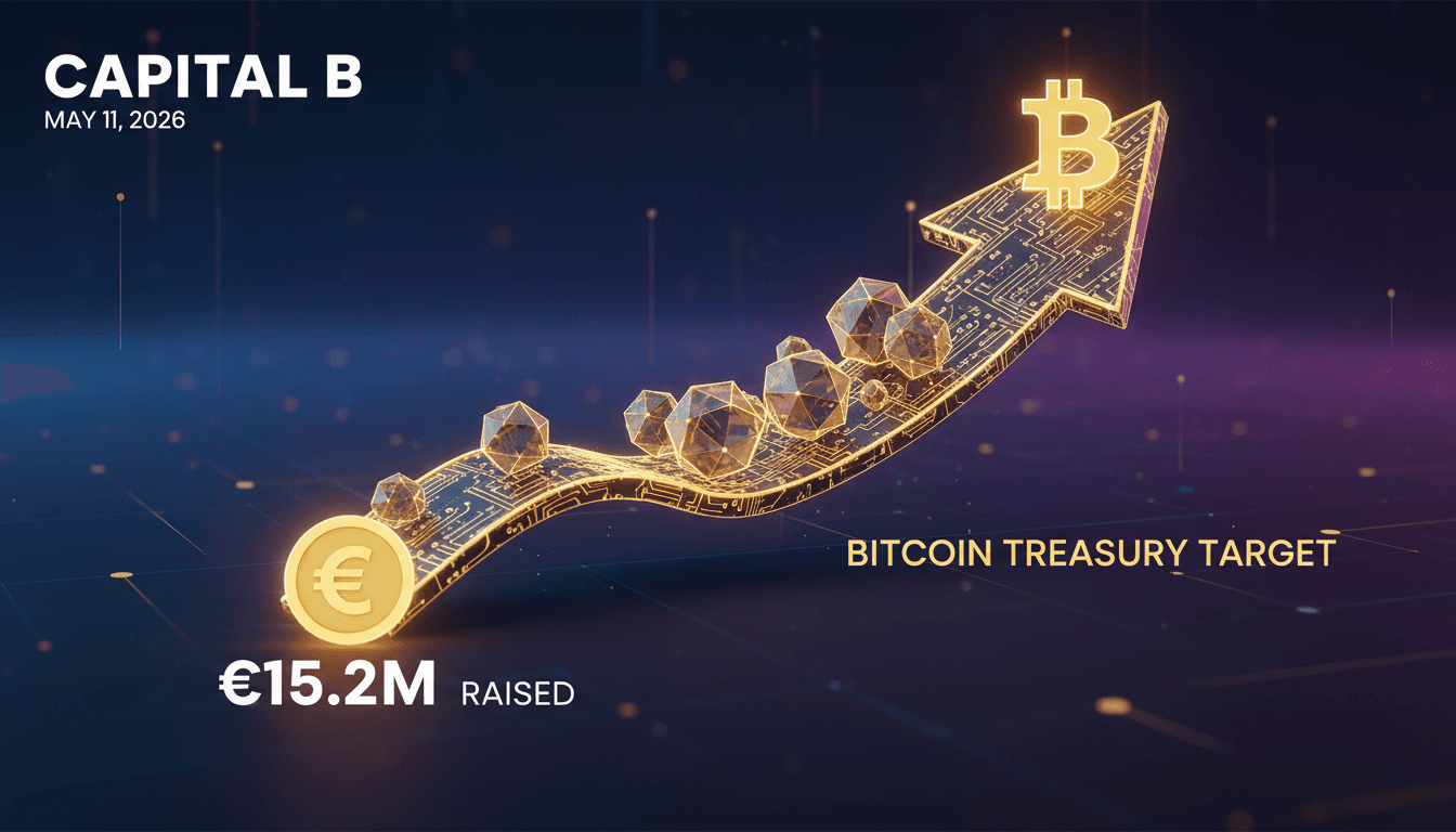 Capital B logo with bitcoin graphics illustrating treasury expansion