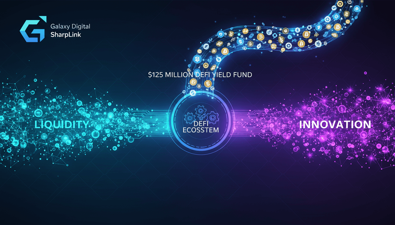 Illustration of the Galaxy SharpLink Onchain Yield Fund launch and its impact on decentralized finance.