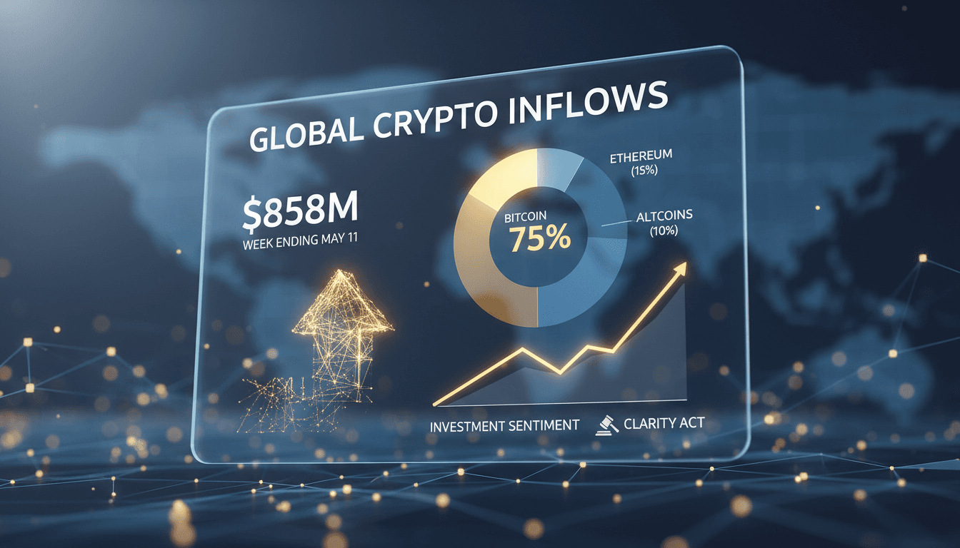 Global crypto investment products see $858 million in inflows led by Bitcoin