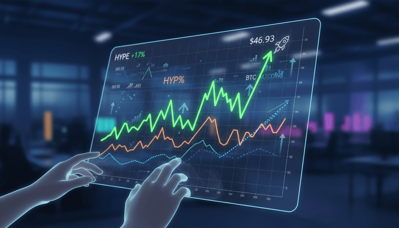 HYPE token price surge chart with ETF and Coinbase highlights