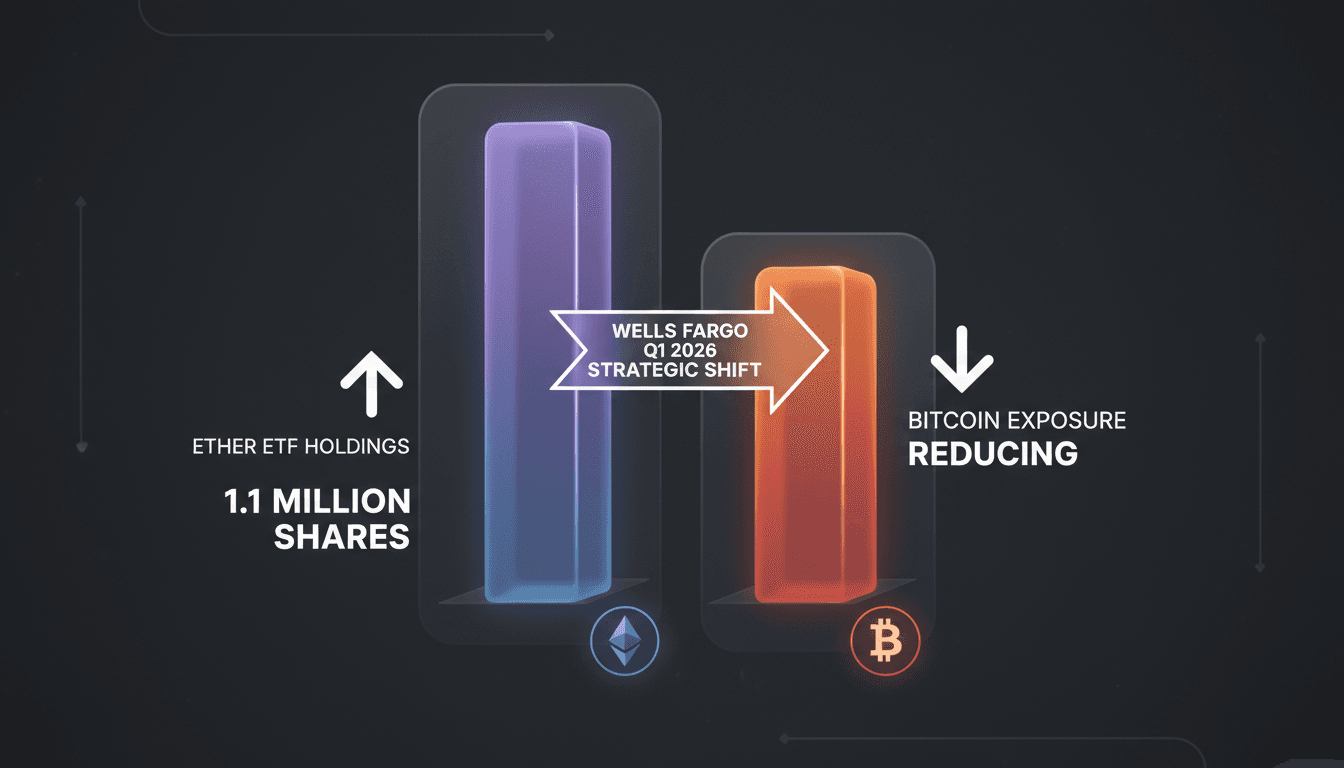 Wells Fargo increases Ether ETF holdings while reducing Bitcoin exposure