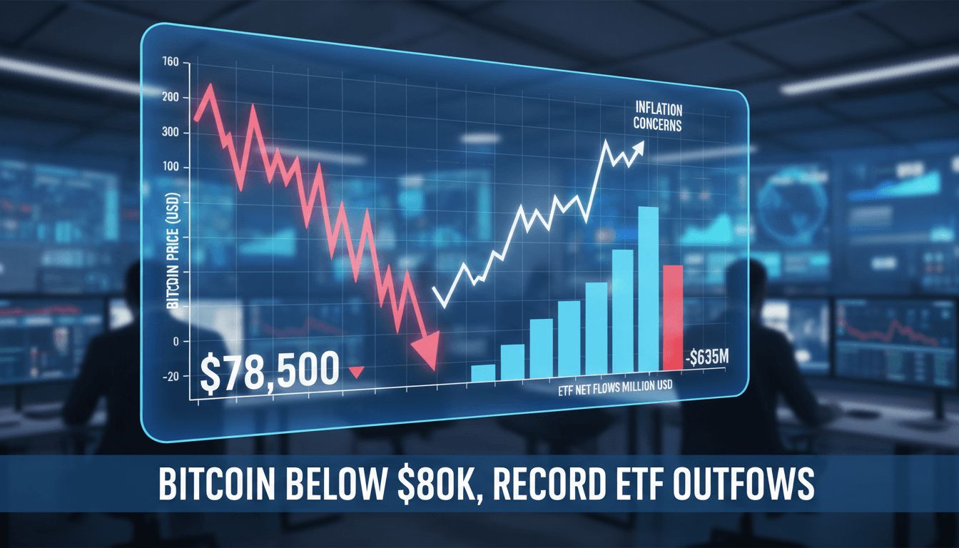 Bitcoin price chart showing recent decline and ETF outflows