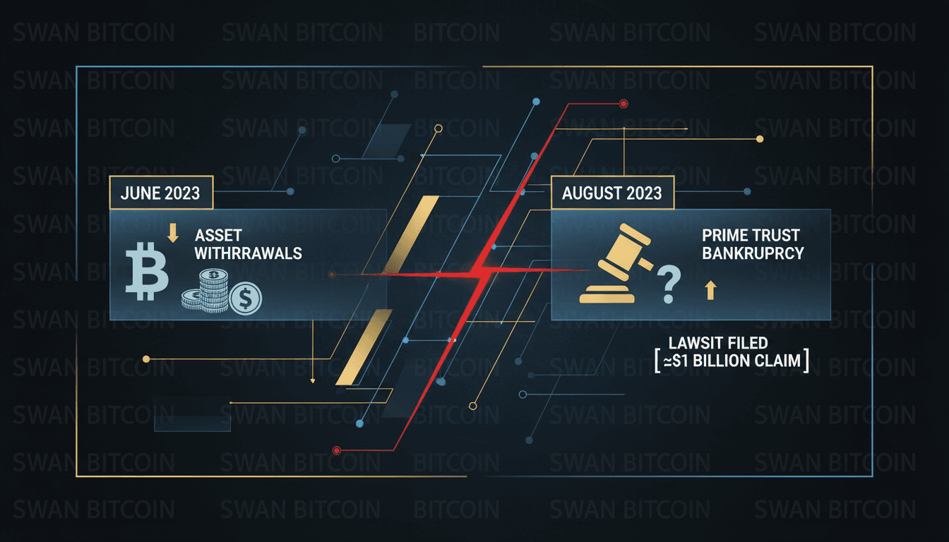 Swan Bitcoin sued for nearly $1 billion over pre-bankruptcy asset withdrawals from Prime Trust
