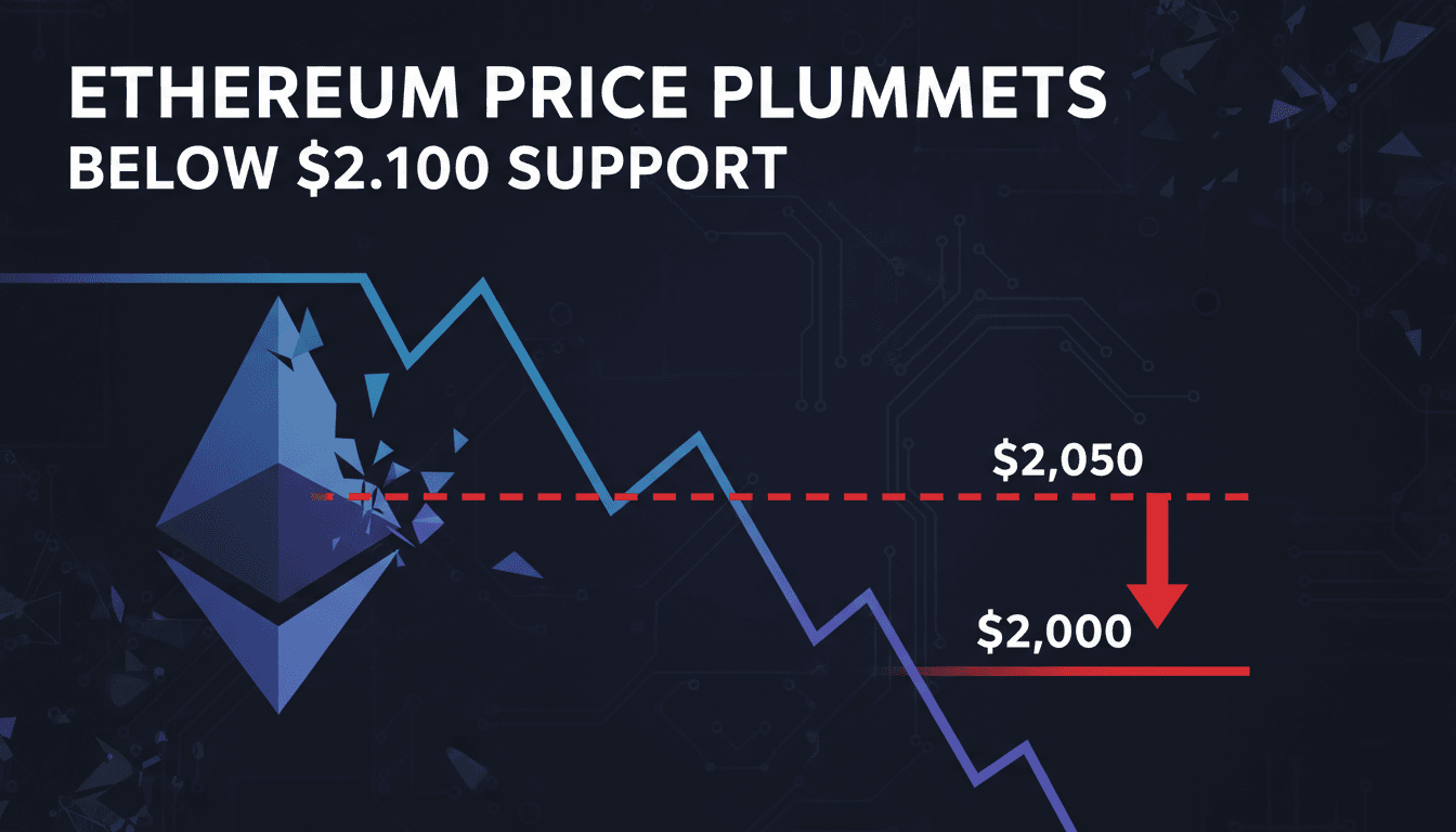 Ethereum price chart showing decline and critical support levels