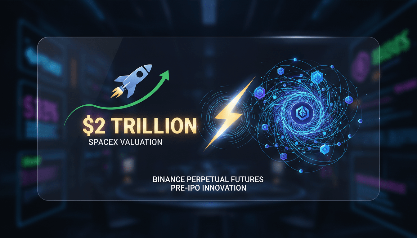 Binance logo with SpaceX imagery representing futures contracts