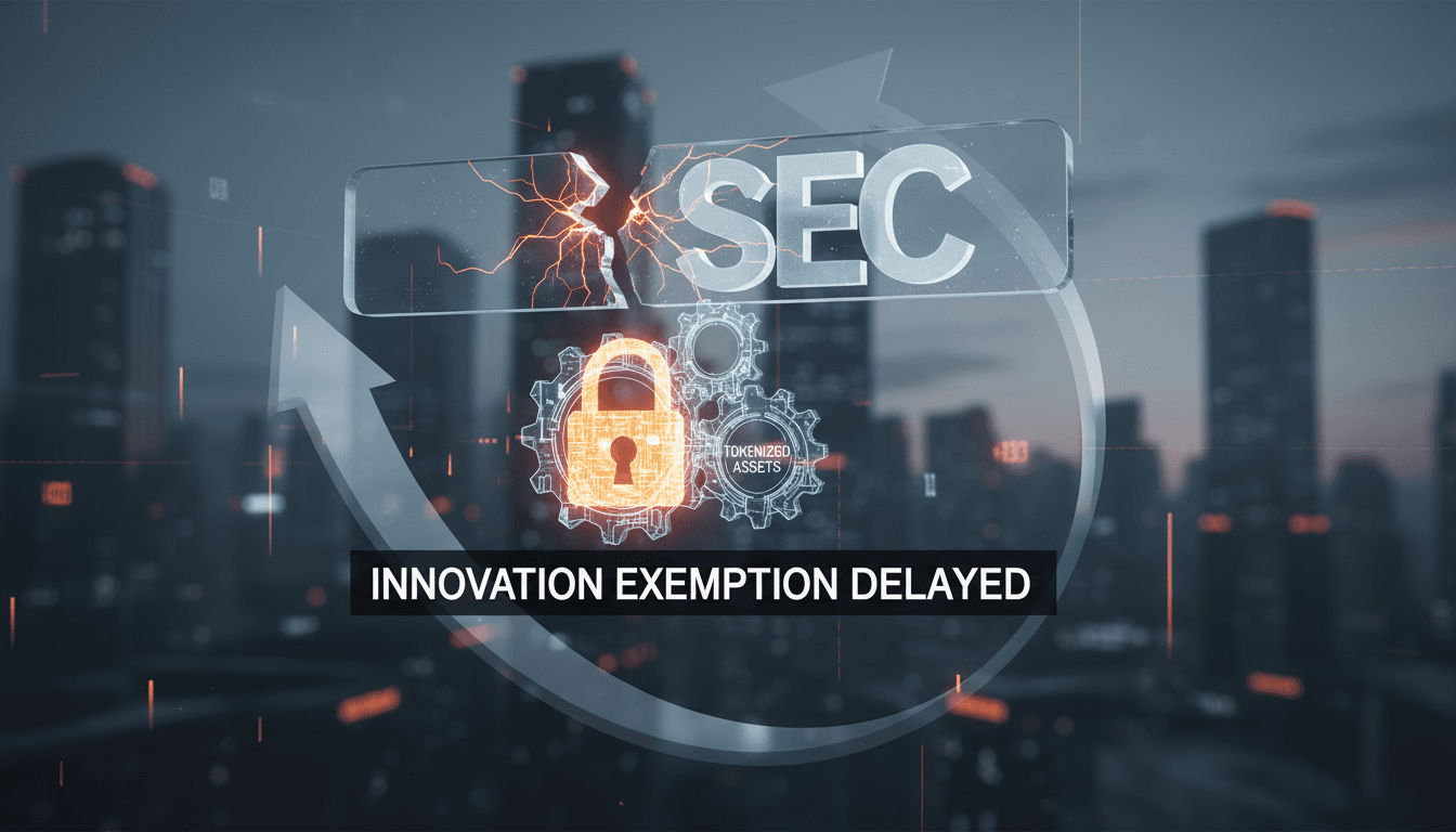 SEC building with a digital overlay of tokenized stock graphics