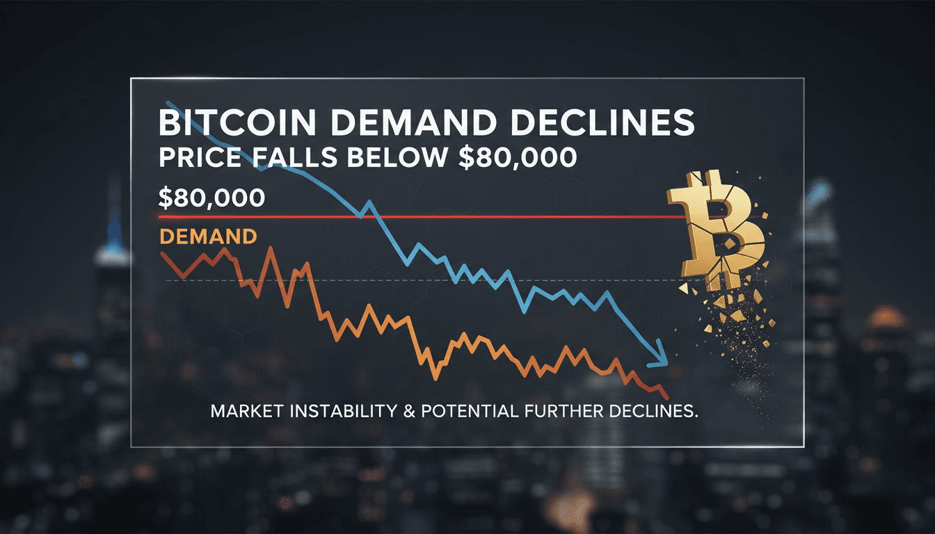 Bitcoin price chart showing decline below $80,000