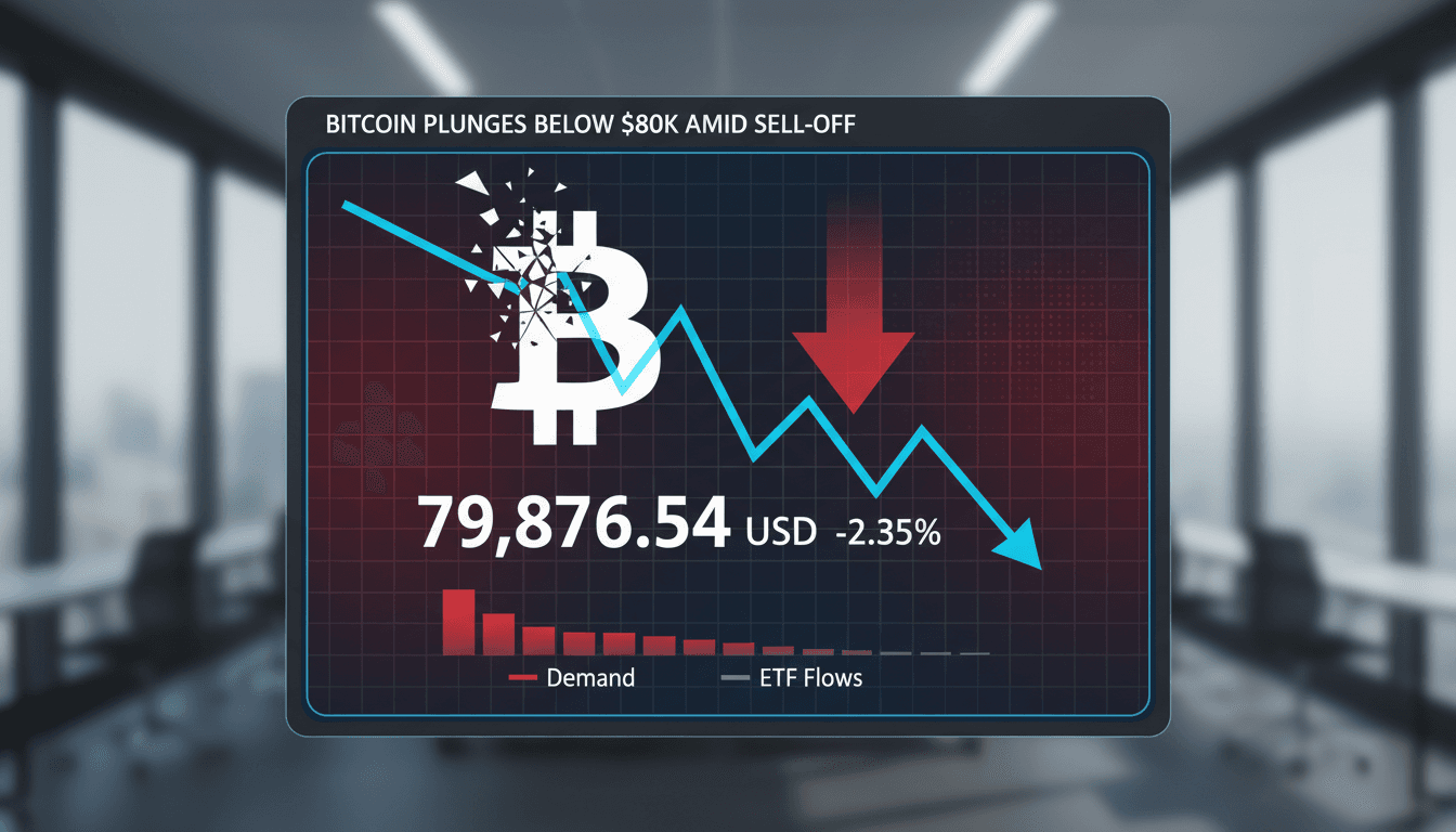 Bitcoin price chart showing recent decline below $80,000