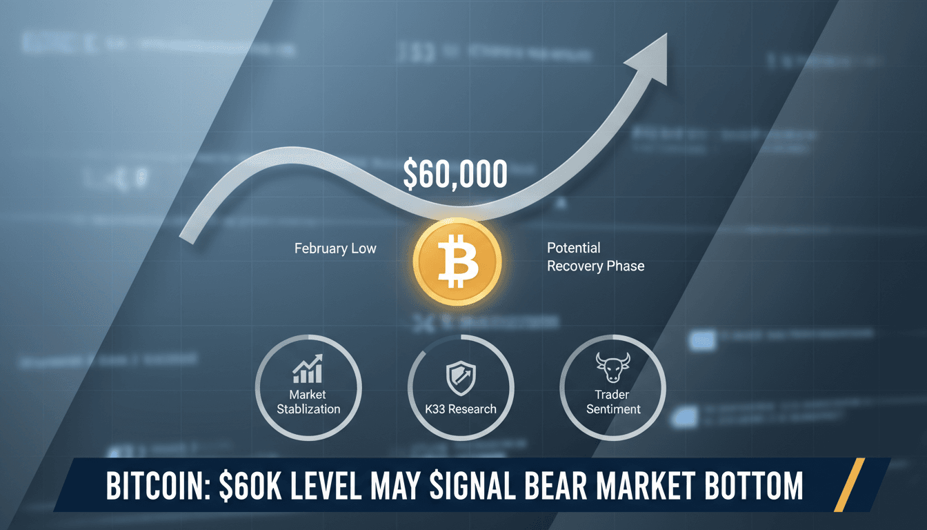 Bitcoin price chart highlighting February low of $60,000