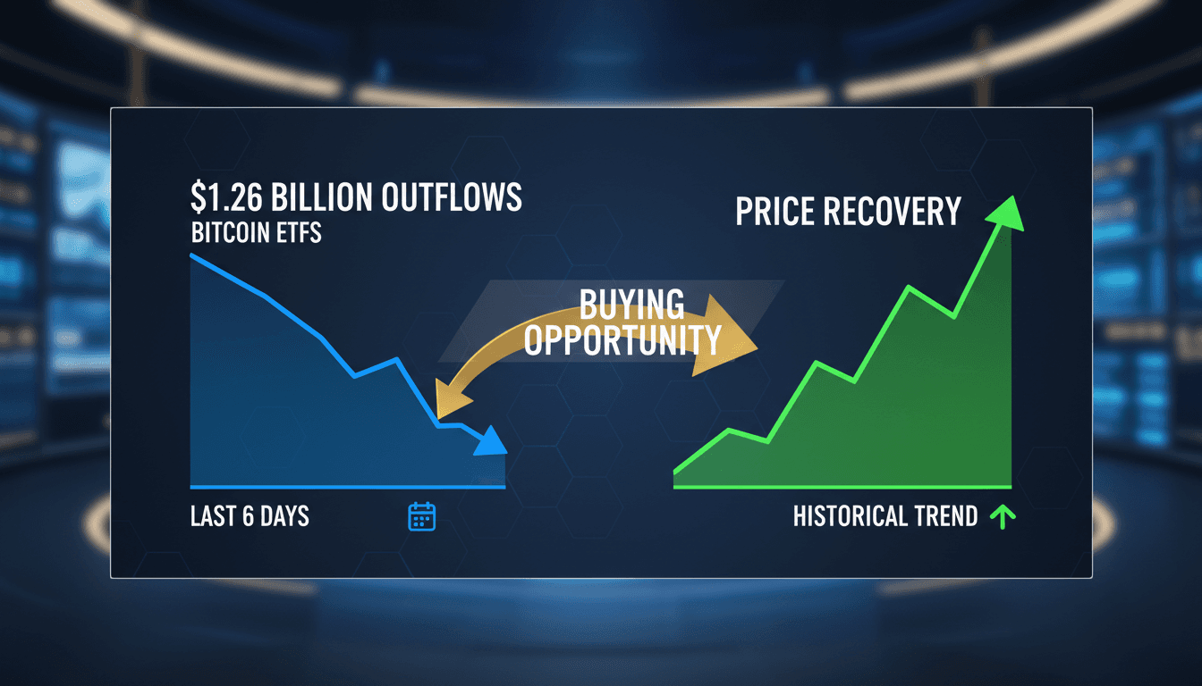 Graph showing Bitcoin ETF outflows and historical price trends.
