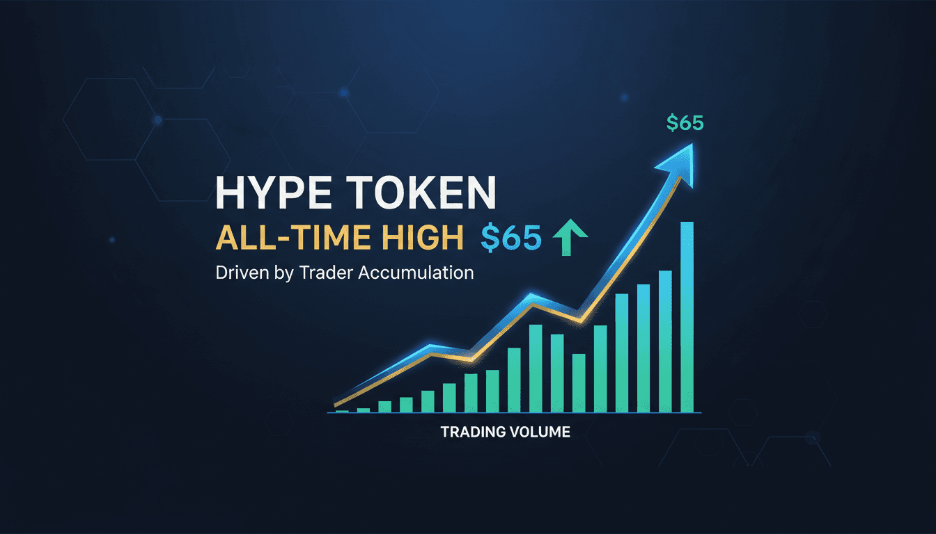 HYPE token price chart showing recent surge to $65