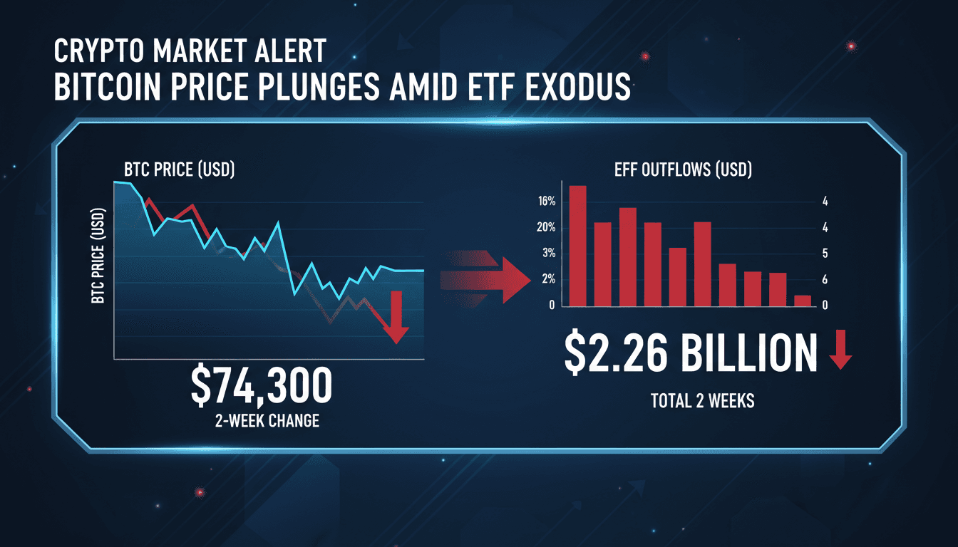 Bitcoin price chart showing recent decline and ETF outflows