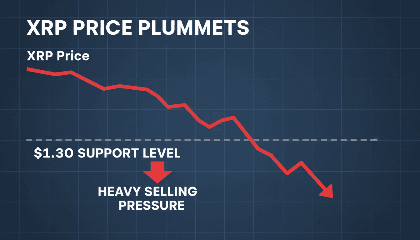 XRP price chart showing recent decline below key support level