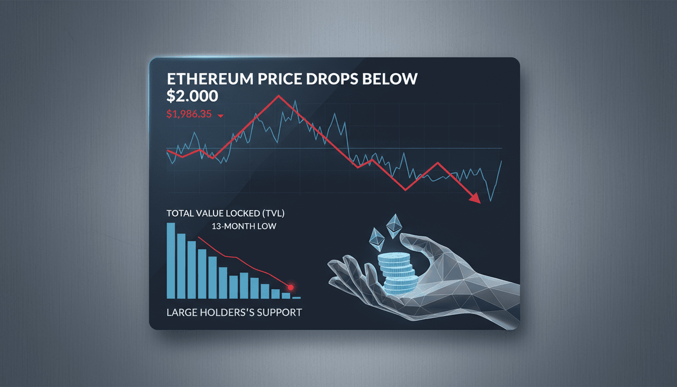 Ethereum price chart showing recent decline below $2,000