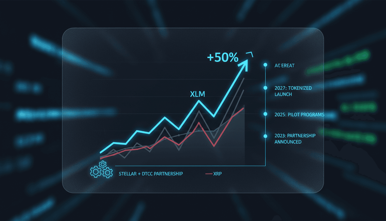 Graph showing XLM's price surge after the DTCC partnership announcement.