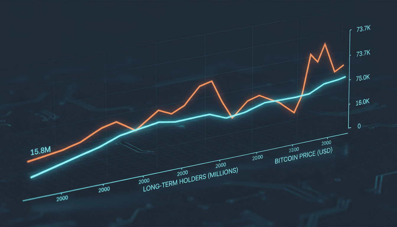 Bitcoin price chart showing stabilization and long-term holder growth
