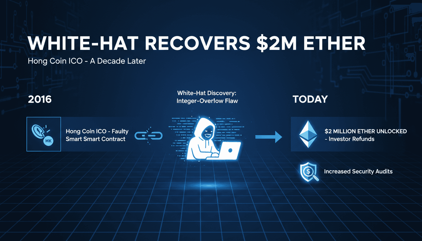 A visual representation of the recovery of $2 million in Ether from the Hong Coin ICO.