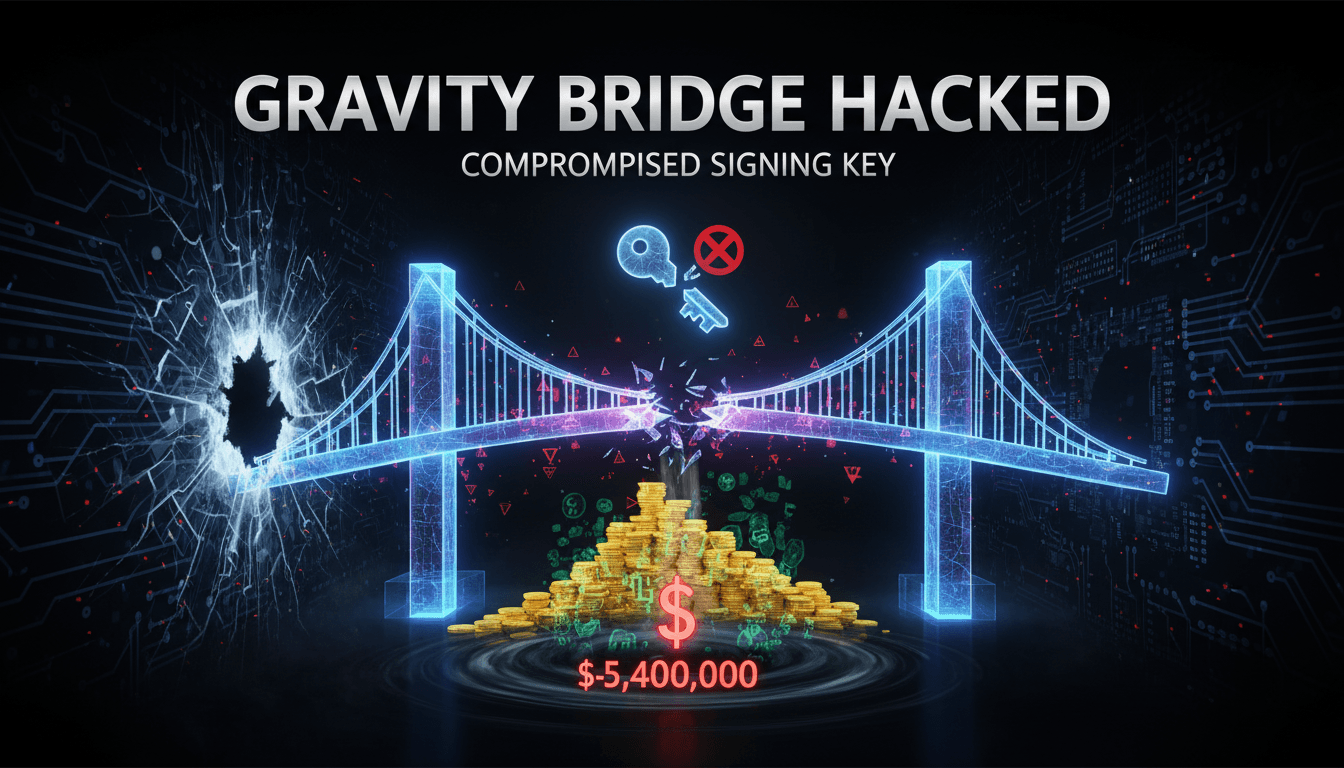 Illustration of the Gravity Bridge hack and its financial implications.