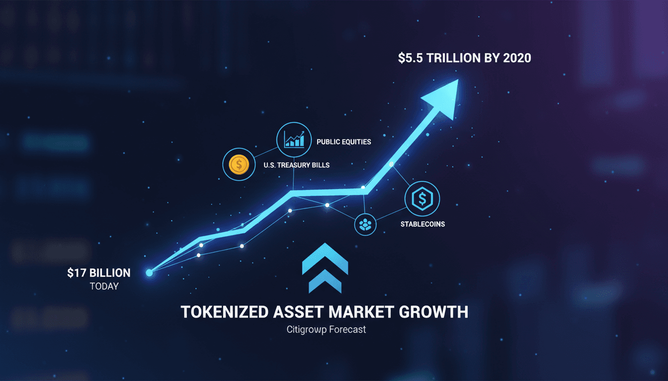 Graph showing projected growth of the tokenized asset market to $5.5 trillion by 2030.