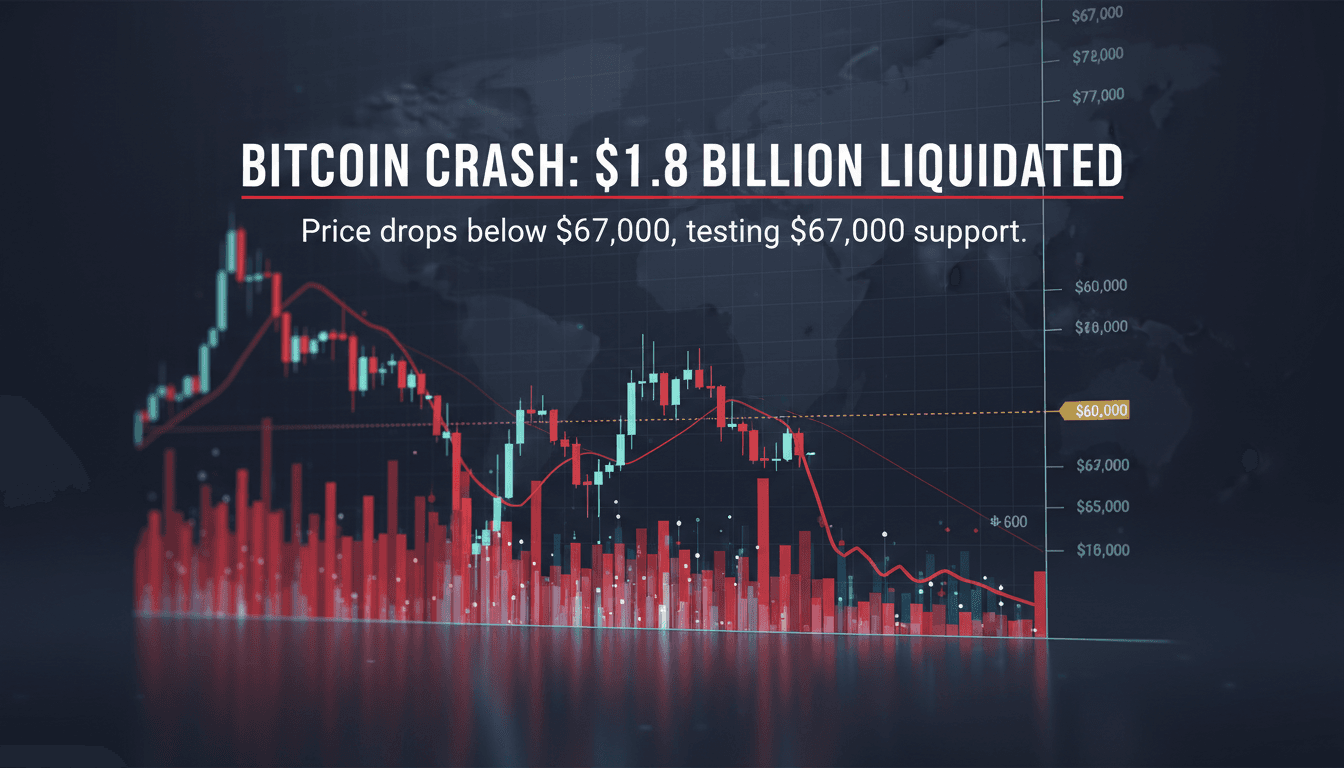 Bitcoin price chart showing recent declines and liquidations