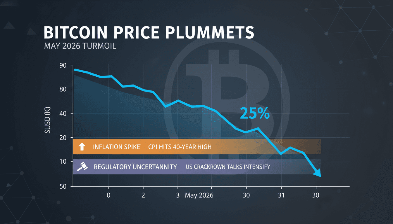Bitcoin price chart showing significant decline in May 2026