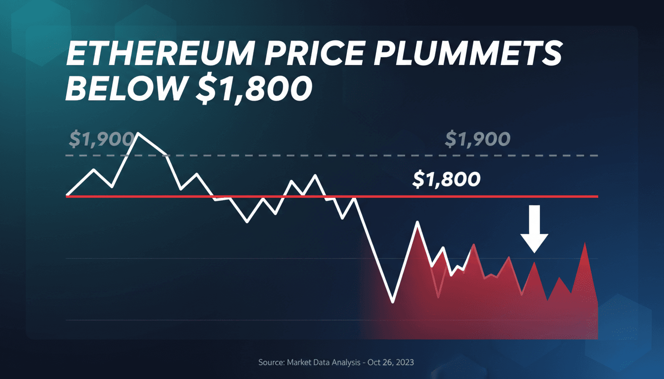 Ethereum price chart showing recent declines and support levels
