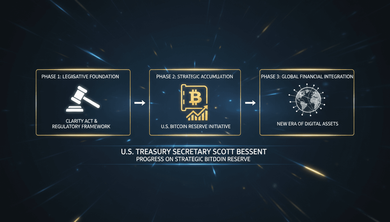 U.S. Treasury Secretary Scott Bessent discussing the Strategic Bitcoin Reserve initiative.
