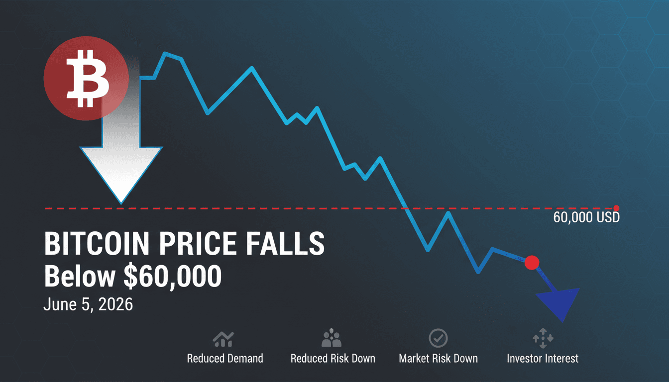 Bitcoin price chart showing decline below $60,000