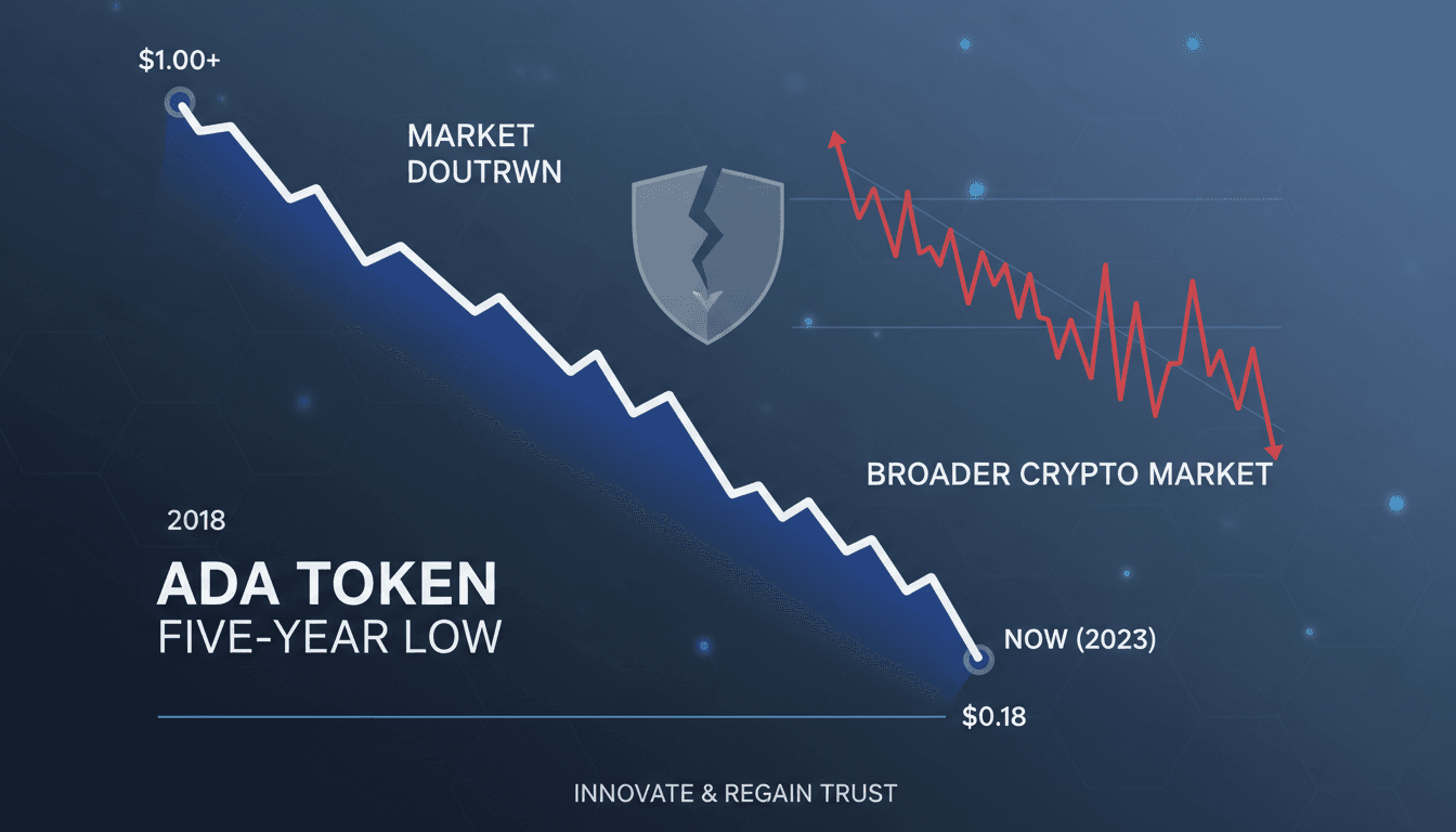 Cardano ADA token price chart showing significant decline