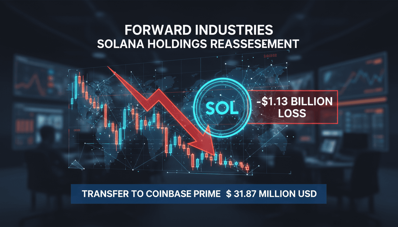 Forward Industries logo with Solana cryptocurrency graphics